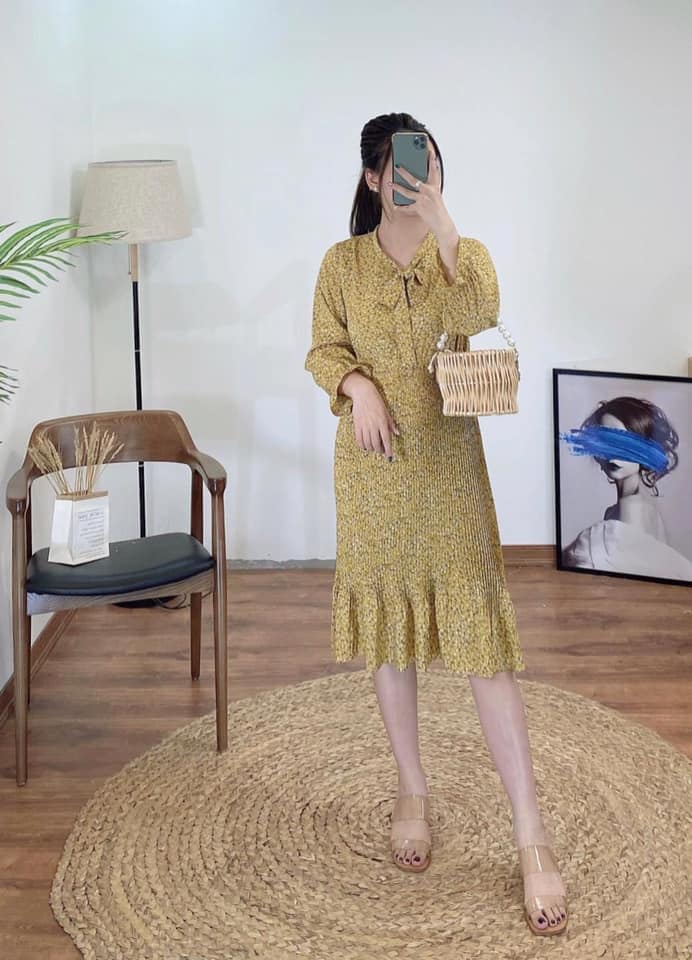 Đầm hoa Midi dập ly siêu xinh 280k